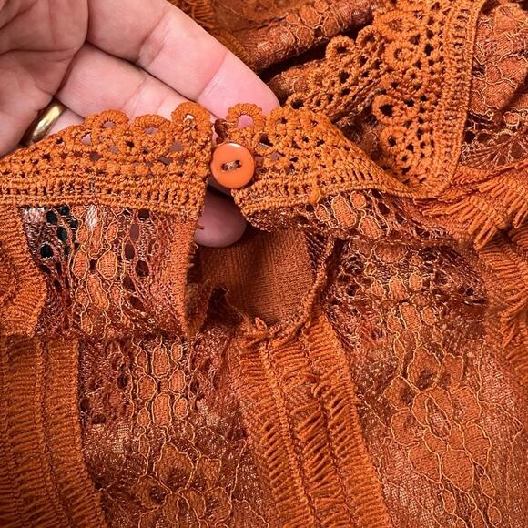 Temt Lantern Sleeves Overlay Lace Lined  Romantic Blouse Size Medium - Picture 10 of 15